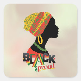 黒人とア誇りを持ったフリカ人の女の子 スクエアシール