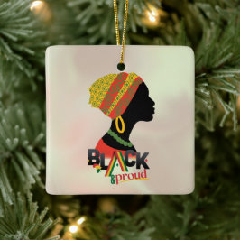 黒人とア誇りを持ったフリカ人の女の子 セラミックオーナメント