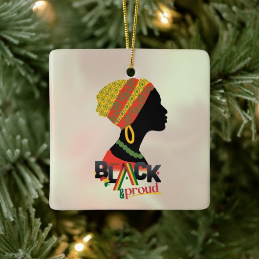 黒人とア誇りを持ったフリカ人の女の子 セラミックオーナメント (ツリー)