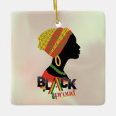 黒人とア誇りを持ったフリカ人の女の子 セラミックオーナメント (正面)