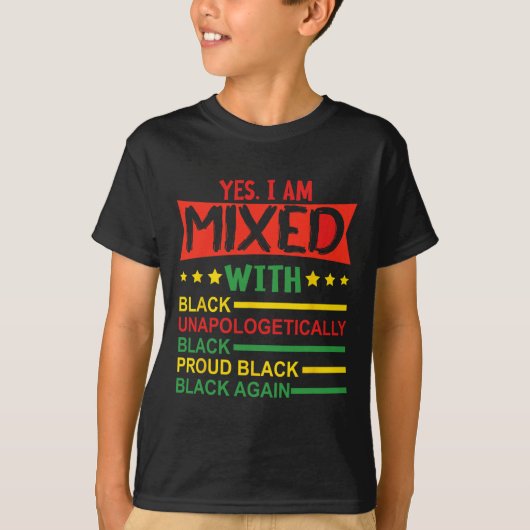 黒人と混血なことを誇りに思う アフリカ系黒人の歴史 Tシャツ (正面)