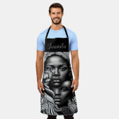 黒人と白人の抽象芸術アフリカ系アメリカ人女性 エプロン (着用した状態)