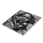 黒人と白人の抽象芸術アフリカ系アメリカ人女性 タイル (側面)