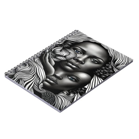 黒人と白人の抽象芸術アフリカ系アメリカ人女性 ノートブック (左側)