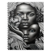 黒人と白人の抽象芸術アフリカ系アメリカ人女性 ノートブック (正面)