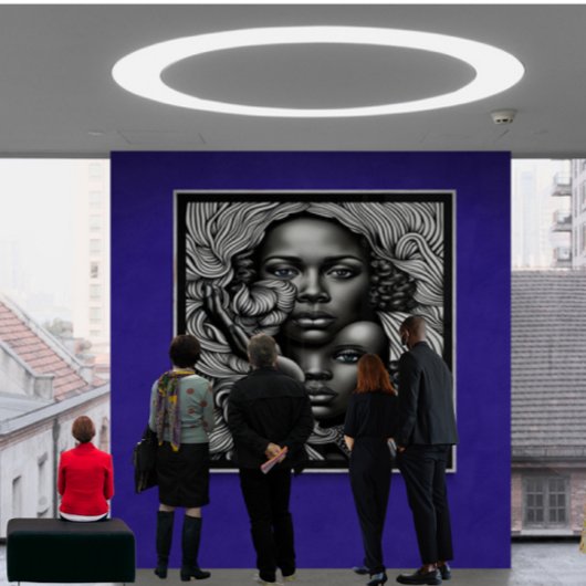 黒人と白人の抽象芸術アフリカ系アメリカ人女性 ポスター