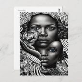 黒人と白人の抽象芸術アフリカ系アメリカ人女性 ポストカード (正面/裏面)