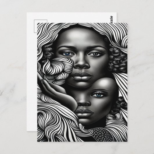 黒人と白人の抽象芸術アフリカ系アメリカ人女性 ポストカード (正面/裏面)