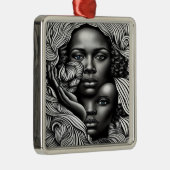 黒人と白人の抽象芸術アフリカ系アメリカ人女性 メタルオーナメント (右)