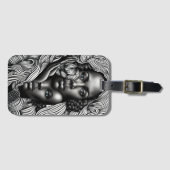 黒人と白人の抽象芸術アフリカ系アメリカ人女性 ラゲッジタグ (正面横)