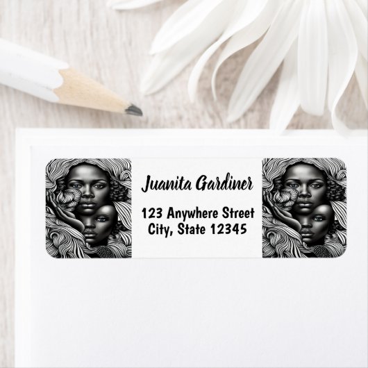 黒人と白人の抽象芸術アフリカ系アメリカ人女性 ラベル (インサイチュ)