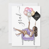 黒人と紫のアフリカ系アメリカ人の女子卒業 招待状 (正面)