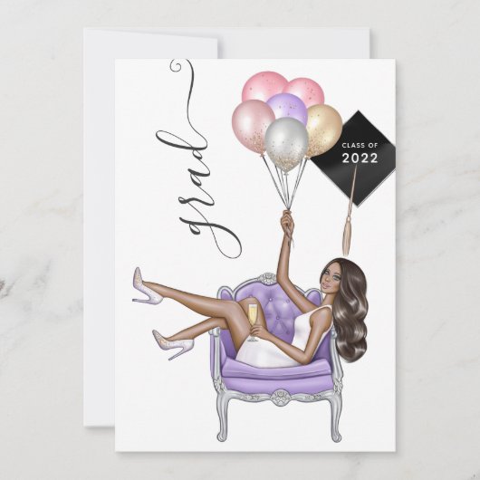 黒人と紫のアフリカ系アメリカ人の女子卒業 招待状 (正面)