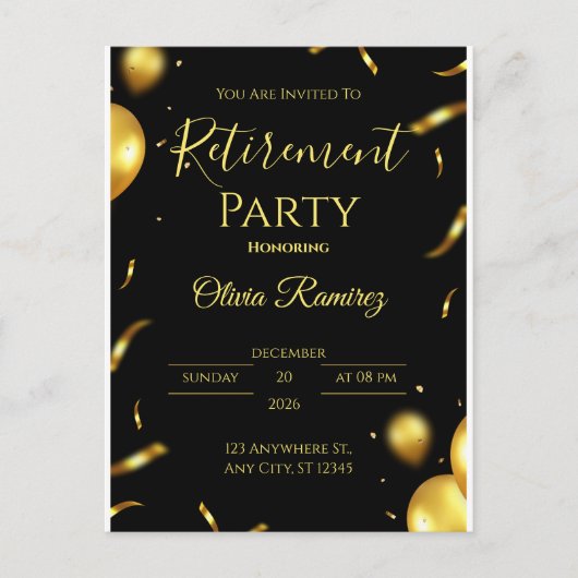 黒人と金ゴールドのエレガント退職 ポストカード (正面)
