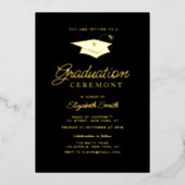 黒人と金ゴールドの卒業式 箔招待状 (正面)