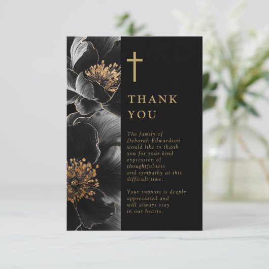 黒人と金ゴールドの生活お祝い サンキューカード (スタンド正面)