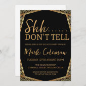 黒人と金ゴールドの驚きの退職パーティー 招待状 (正面/裏面)