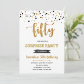 黒人と金ゴールドの50歳の誕生日パーティーへの招待 招待状 (スタンド正面)