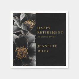 黒人と金ゴールドエレガントフローラの幸福な退職 スタンダードカクテルナプキン