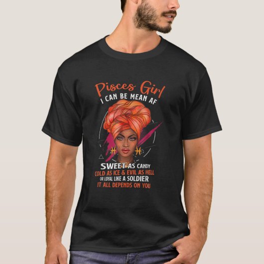 黒人のためのキャンディ誕生日贈答品として甘い魚座の女王 Tシャツ (正面)