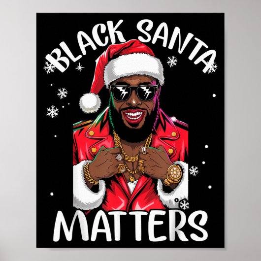 黒人のアフリカ系アメリカ人のサンタクロース クリスマスパジャマ ポスター (正面)
