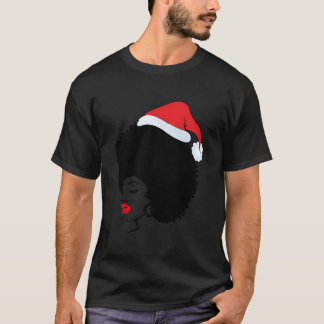 黒人のアフリカ系アメリカ人サンタの部屋着 Tシャツ