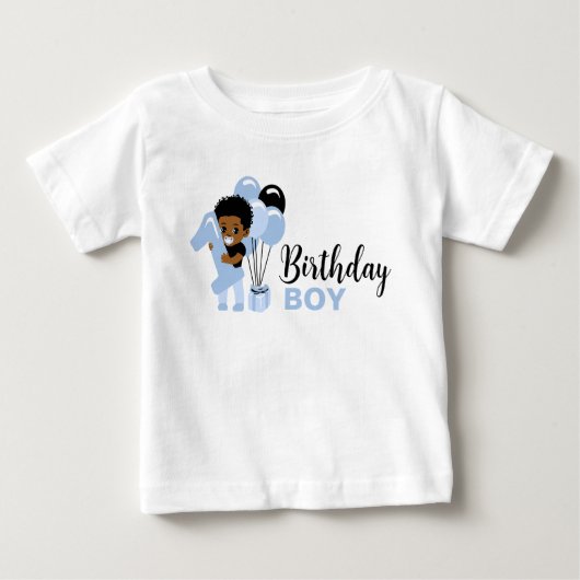 黒人のアメリカ人の赤ちゃんの1歳の誕生日男の子用Tシャツ ベビーTシャツ (正面)