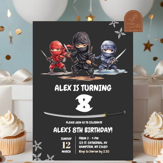 黒人のアメリカ忍者 誕生日おめでとう坊や 招待状