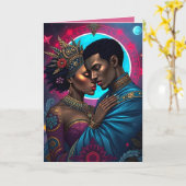 黒人のカップル　メッセージカード（無地） カード (黄色い花)