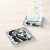 黒人のポートレート ガラスコースター (アングル)