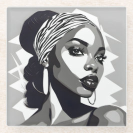 黒人のポートレート ガラスコースター