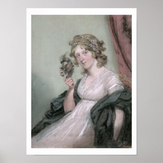 黒人のマスクを保持している女性, c.1795-80 (パステルオン) ポスター (正面)