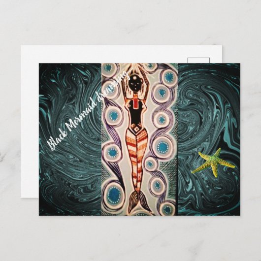 黒人の人魚の夢を見ている。 ポストカード (正面/裏面)