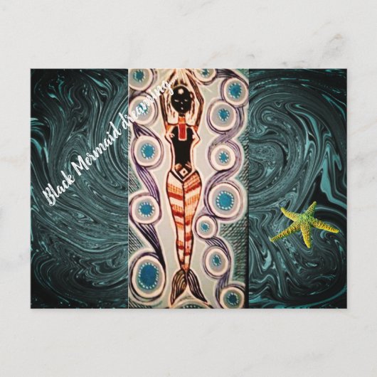 黒人の人魚の夢を見ている。 ポストカード (正面)
