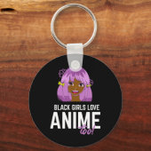 黒人の女の子がアニメを愛し過ぎるアフリカ系アメリカ人 キーホルダー (正面)