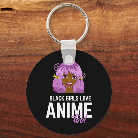 黒人の女の子がアニメを愛し過ぎるアフリカ系アメリカ人 キーホルダー (正面)