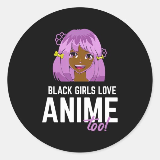 黒人の女の子がアニメを愛し過ぎるアフリカ系アメリカ人 ラウンドシール (正面)