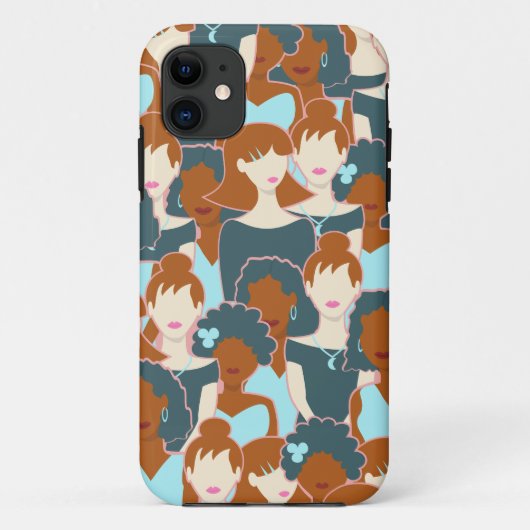 黒人の女の子と白人の女の子がつながったシームレスなパターン Case-Mate iPhoneケース (裏面)