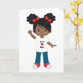 黒人の女の子のオリジナルカードをカスタマイズ カード (黄色い花)