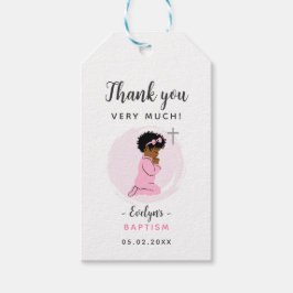 黒人の女の子の洗礼感謝タグ 十字架 ギフトタグ