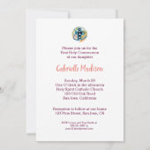 黒人の女の子の為のカスタマイズ可能なファーストコミュニオン招待状 招待状 (裏面)