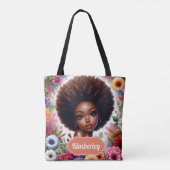 黒人の女の子アフリカ系アメリカ人とアフロ トートバッグ (裏面)