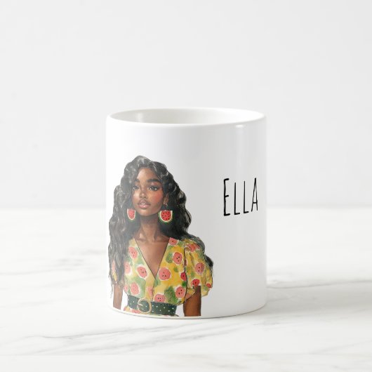 黒人の女性のスイカのイヤリング コーヒーマグカップ (中央)