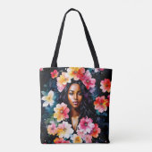 黒人の女性の花の芸術 トートバッグ (裏面)