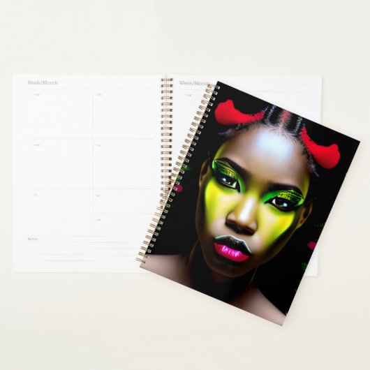 黒人の女性アフリカ系アメリカ人のメラニン・シエスタクイーン プランナー手帳 (ディスプレー)