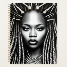 黒人の女性アフリカ系アメリカ人のメラニン・シエスタクイーン プランナー手帳
