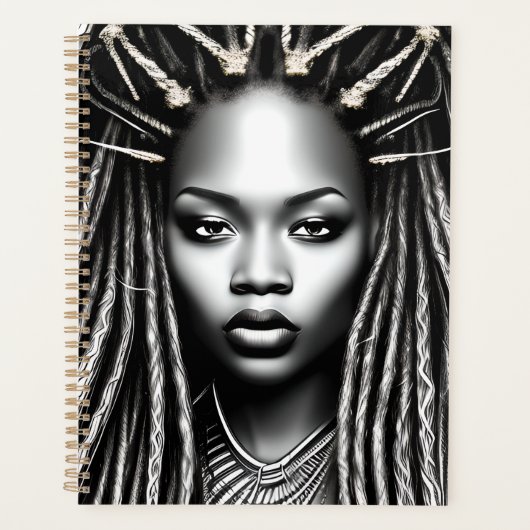 黒人の女性アフリカ系アメリカ人のメラニン・シエスタクイーン プランナー手帳 (正面)
