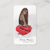 黒人の女性フィットネスインストラクターQRコード 名刺 (正面)