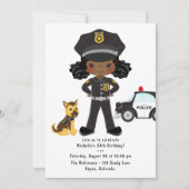 黒人の女性警察官 誕生日パーティー 招待状 (正面)