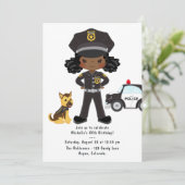 黒人の女性警察官 誕生日パーティー 招待状 (スタンド正面)